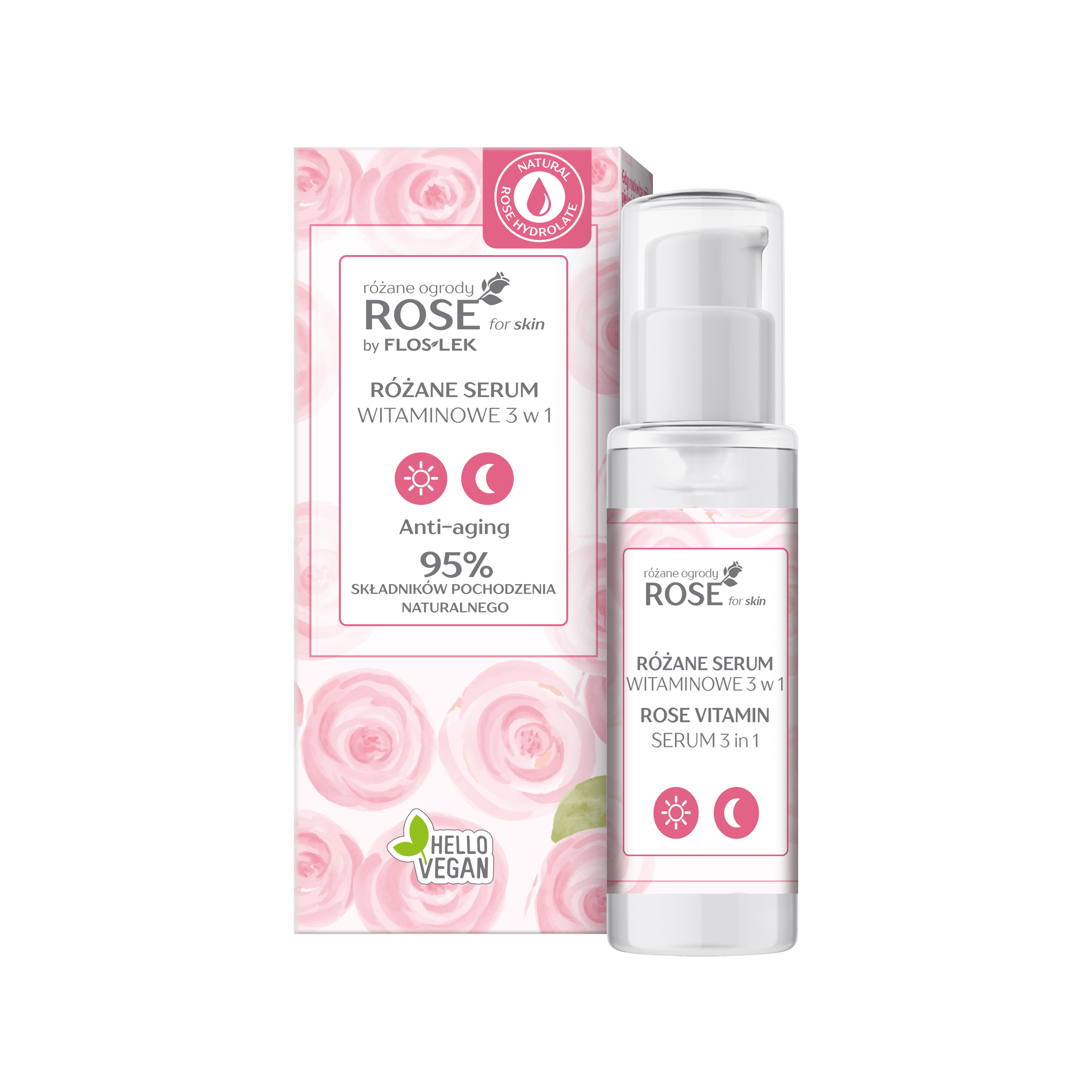 ROSE for skin różane ogrody® | RÓŻANE SERUM WITAMINOWE 3 w 1