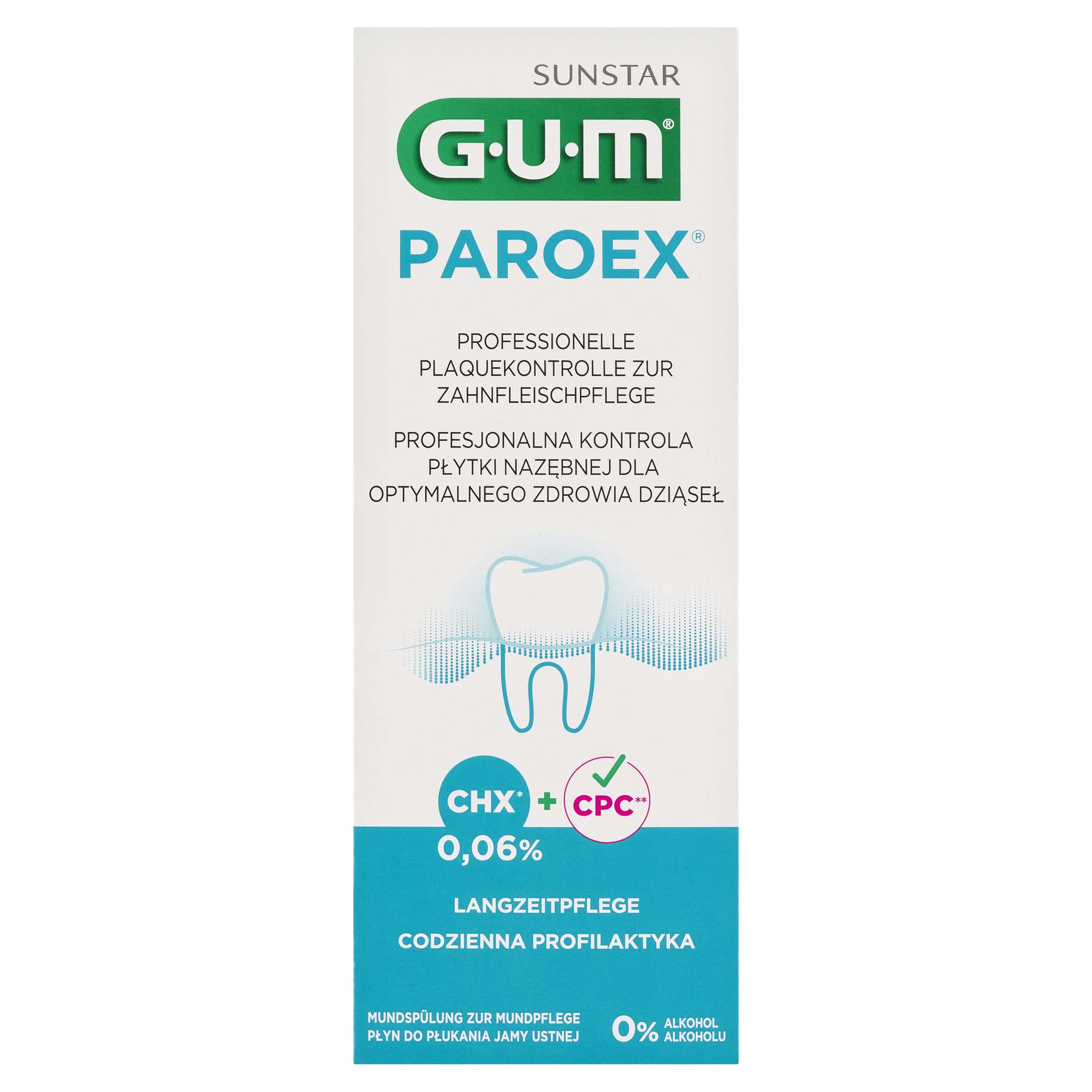 GUM® PAROEX® 0.06% CHX | Płyn do płukania jamy ustnej do codziennej pielęgnacji